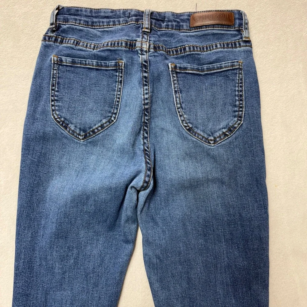 Rock & Roll Denim Womens High Rise Flare Jeans W28 L34 Medium Wash Blue